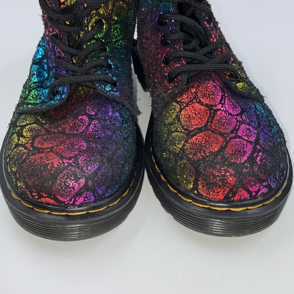 Dr Martens 1460 Pascal Glitter Kids Size US 13 Rainbow Ankle Boots - Picture 12 of 12